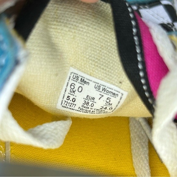 VANS Old Skool Crazy Checks multi color lace up sneakers women’s shoe size 7.5 - Picture 9 of 9